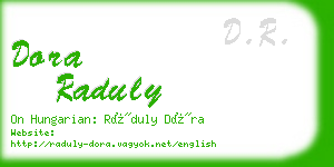 dora raduly business card